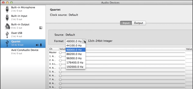 Using 2 Quartets - Aggregate Device Setup